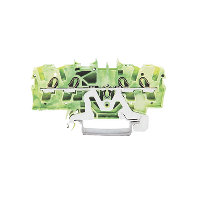 Borna de tierra para 4 conductores; 2,5 mm²; Apropiado para aplicaciones Ex e II; Marcaje lateral y central; para carril DIN 35 x 15 y 35 x 7,5; Push-in CAGE CLAMP®; 2,50 mm²; verde-amarillo - Kompletum