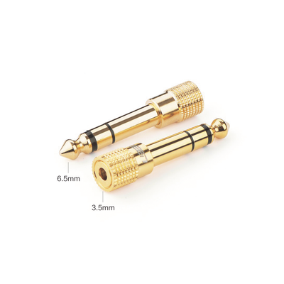 Adaptador (Convertidor) de Audio 3.5mm Hembra a 6.5mm Macho / Plug & Play / Superficie de Rosca Antideslizante / Calidad de sonido sin pérdidas - Kompletum