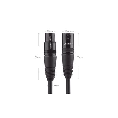 Cable para Micrófono XLR Tipo Canon Macho a Hembra | 5 Metros Plug & Play | Anti interferencias | Triple Blindaje | Alta Calidad | Color Negro - Kompletum