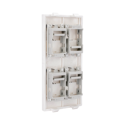 Placa Plana de Voz y Datos con Guardapolvo para 4 RJ45 / Color Blanco / 4 Puertos para Jacks Keystone / Compatible con Cajas de Pavimento SM-CPAV-2 y SM-CPAV-4 / Modelo S76C/9 - Kompletum