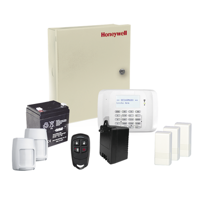 Kit inalámbrico / Panel VISTA48LA con teclado 6162RF receptor inalámbrico / 3 contactos 5816 / 2 PIR 5800PIR / 1 Llavero inalambrico / Bateria y Transformador - Kompletum