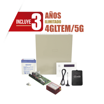 (3 Años 4GLTEM/5G ILIMITADO INCLUIDO) Kit Vista48LA con comunicador 4GLTEM/5G MN01, Teclado, Gabinete, Batería y Transformador - Kompletum