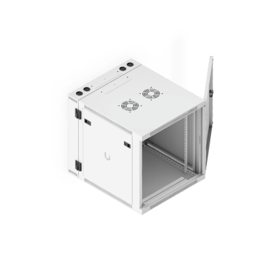 UACC Rack Cabinet 12U (600 x 703 mm) - Gabinete Cerrado para Montaje en Pared con Puerta Frontal Perforada, Puerta Trasera Abatible (Swing-Out) y Paneles Laterales Removibles con Llave - Kompletum