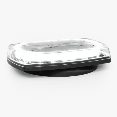 Mini torreta de 48 LED 10" Ámbar/Claro, Lente Transparente, Imán y Encendedor de Vehículo - Kompletum