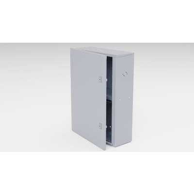 Gabinete para instalación de 2 Baterías , Fabricado en Lámina Galvanizada, Accesorios para poste (No incluidos) - Kompletum