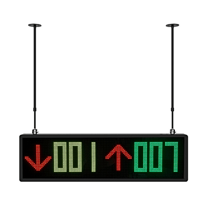 Pantalla LED Guía de Estacionamiento Interior/ 7 Colores RGBW / 6 Dígitos + 2 Iconos / 1700 cd/m² / Comunicación RS485-RJ45 / Instalación con Bracket Ajustable - Kompletum