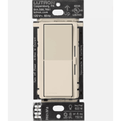 (Caseta Wireless) Atenuador de pared. Aumenta/Disminuye Intensidad de Iluminación. No requiere cable neutro. 150W LED / 600W INC/HAL - Kompletum