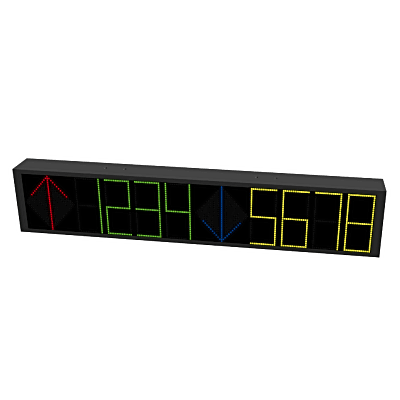 Pantalla Guía Estacionamiento Interior Doble Vía 4 Dígitos / 7-8 mm Pixel Pitch / 3800 cd/m² Luminancia / 110° Ángulo Visión / RS485 y RJ45 / 7 Colores / Iconos Personalizables / AC 100-240V - Kompletum