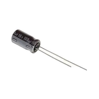 Capacitor Electrolítico de Aluminio, Radial de 100 µFd, 16 Vcc, 105 °C, 5.0 x 11 mm. SYSCOM