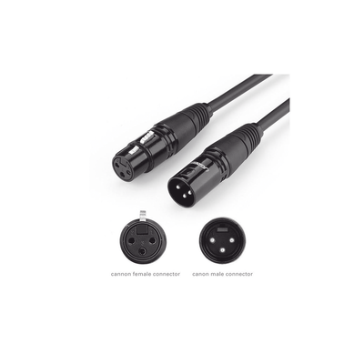 Cable para Micrófono XLR Tipo Canon Macho a Hembra | 5 Metros Plug & Play | Anti interferencias | Triple Blindaje | Alta Calidad | Color Negro - Kompletum