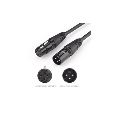 Cable para Micrófono XLR Tipo Canon Macho a Hembra / 10 Metros / Plug & Play / Antiinterferencias / Triple Blindaje / Alta Calidad / Color Negro - Kompletum