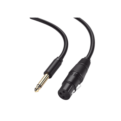 Cable para Micrófono Plug 6.35 mm (1/4 Inch) Macho a XLR Canon Hembra / Núcleo de Cobre / 5 Metros / Alta Calidad / Color Negro - Kompletum