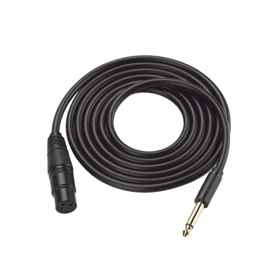 Cable para Micrófono Plug 6.35 mm (1/4 Inch) Macho a XLR Canon Hembra / Núcleo de Cobre / 5 Metros / Alta Calidad / Color Negro - Kompletum