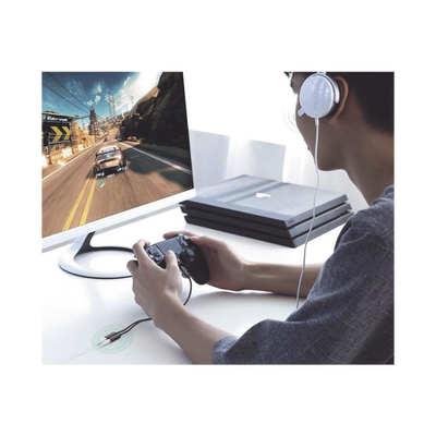 Cable Adaptador/Divisor de Audio de 3.5mm Macho a 2 Terminales de 3.5mm Hembra / 25 cm de Longitud / Cable TPE / Color Negro - Kompletum