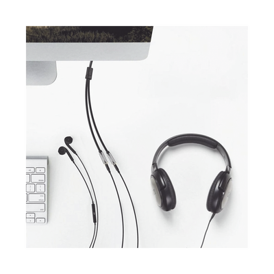 Cable Adaptador/Divisor de Audio de 3.5mm Macho a 2 Terminales de 3.5mm Hembra / 25 cm de Longitud / Cable TPE / Color Negro - Kompletum