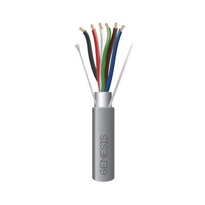 Bobina de 305 Metros de Cable / 6 x 22 AWG Blindado / Riser / Color Gris / Para Aplicaciones de Audio, Seguridad y Control - Kompletum