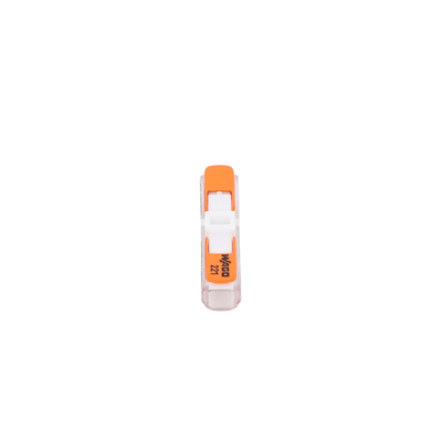 Conect. p. instal. en línea con palancas; para cualquier tipo de conductor; máx. 4mm²; 2 conductores; Carcasa transparente; Color tapa blanco; Temperatura ambiente máxima 85°C (T85); 4,00 mm²; transparente - Kompletum