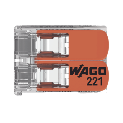 Borna de Conexión WAGO 221-412 / Palancas de Accionamiento / Capacidad 4 mm² / Transparente / CAGE CLAMP® / Compatibilidad con cables AWG 24-12 - Kompletum
