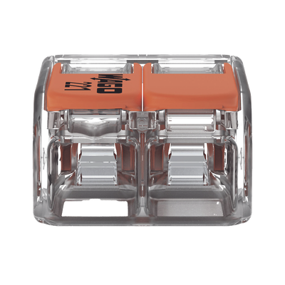 Borna de Conexión WAGO 221-412 / Palancas de Accionamiento / Capacidad 4 mm² / Transparente / CAGE CLAMP® / Compatibilidad con cables AWG 24-12 - Kompletum