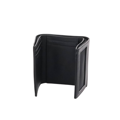 Cartera Athens Negra de Piel con Compartimento de Micromalla para ID. Doblable en 3 Partes con Divisor de Billetes. Pocket Wallet - Kompletum