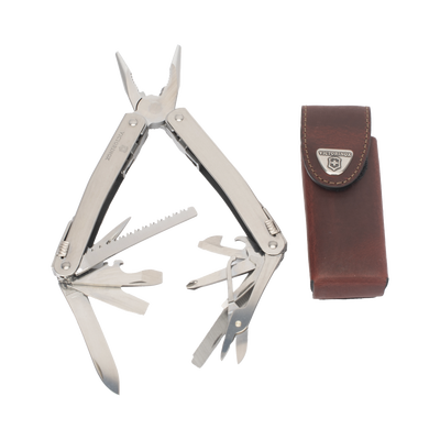 Navaja Victorinox Multiherramienta  Spirit X con 24 Funciones, Incluye Funda de Piel - Kompletum