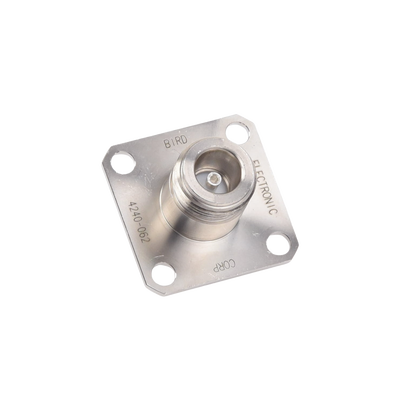 Conector N Hembra de Cambio Rápido / Wattmetro BIRD 43, 4304, 4 perforaciones a 18 mm, Níquel/ Plata/ Teflón.â€‹ BIRD TECHNOLOGIES