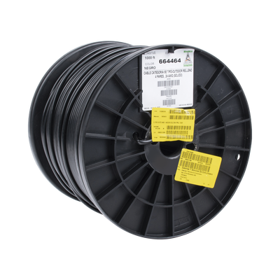Bobina de 1000 ft ( 305 m ) Cat5e con gel para exterior, color Negro, para aplicaciones en sistemas de redes de datos y cableado estructurado.Uso intemperie. CONDUMEX