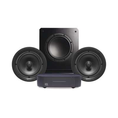 KIT Amplificador VSSL  A1X | 2 Bocinas de Techo TruAudio PP8 |  Subwoofer SS10 - Kompletum