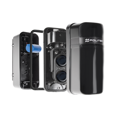 Detector Fotoeléctrico (A baterías) / 0 Falsas Alarmas / Alcance de 60m de Exterior y  350m en interior / Fácil Alineación / Compatible con cualquier panel de alarma - Kompletum