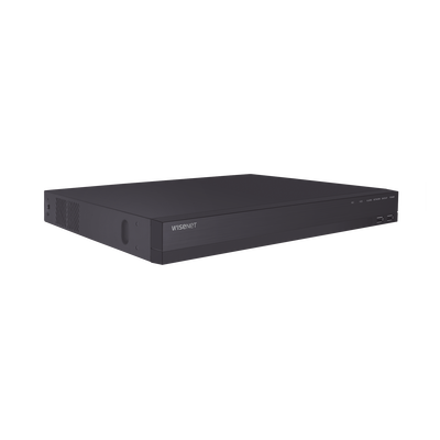 NVR 16 canales grabacion hasta 8MP / H.265 / P2P Wisenet / 16 puertos PoE Plug and Play / 80 Mbps para grabacion. - Kompletum