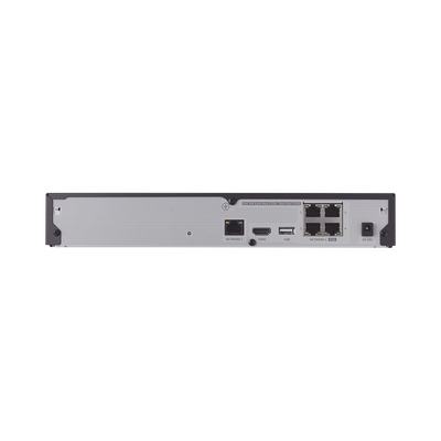 NVR 4 canales grabacion hasta 8MP / H.265, H.264 / P2P Wisenet / 4 puertos PoE Plug and play / soporta 1 disco duro (no incluido). - Kompletum