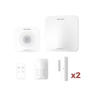 (AX HOME) KIT de Alarma AX HOME / Incluye: 1 Hub con batería de respaldo / 1 Llavero / 1 PIR / 2 Contactos Magnéticos / 1 Sirena / Wi-Fi / Compatible con Hik-Connect P2P y Hik-Partner PRO - Kompletum