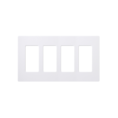 Placa de pared 4 espacios, color blanco, para atenuador (dimmer), switch ó control remoto PICO inalámbrico - Kompletum