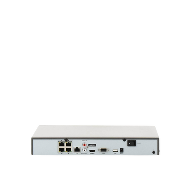 NVR 8 Megapixel (4K) (Compatible con Cámaras ACUSENSE) / 4 canales IP / 4 Puertos PoE+ / 1 Bahía de Disco Duro / Salida de Vídeo en 4K / 300 Metros PoE Modo Extendido - Kompletum