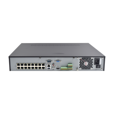 NVR 8 Megapixel (4K) / 16 canales IP /16 Puertos PoE+ / Soporta Cámaras con AcuSense / 4 Bahías de Disco Duro / Switch PoE 300 mts / HDMI en 4K - Kompletum