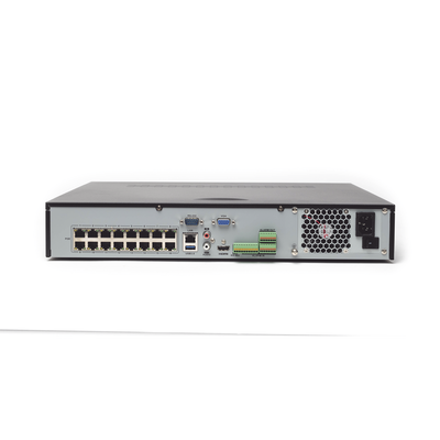 NVR 8 Megapixel (4K) / 16 canales IP /16 Puertos PoE+ / Soporta Cámaras con AcuSense / 4 Bahías de Disco Duro / Switch PoE 300 mts / HDMI en 4K - Kompletum