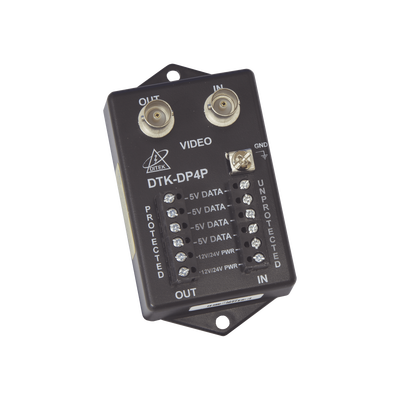 Protector para alimentación, datos y video para cámara PTZ de 12 Vcc-24 Vca, conector BNC y terminal DITEK