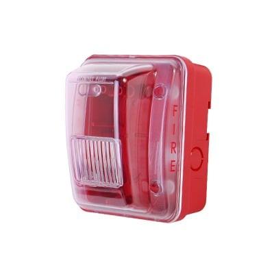 Cubierta para instalar sirenas estrobo en exterior compatible con estrobos sirenas Hochiki color rojo - Kompletum