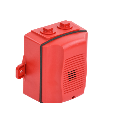 Sirena para Exterior, Montaje en Techo o Pared, 12 a 24 Vcc, Color Rojo - Kompletum