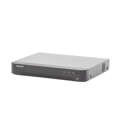 (ACUSENSE / Evita Falsas Alarmas) DVR 4 Megapixel / 4 Canales TURBOHD + 2 Canales IP / 1 Bahía de Disco Duro / 1 Canal de Audio - Kompletum