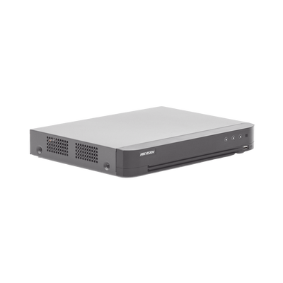 (ACUSENSE / Evita Falsas Alarmas) DVR 4 Megapixel / 4 Canales TURBOHD + 2 Canales IP / 1 Bahía de Disco Duro / 1 Canal de Audio - Kompletum