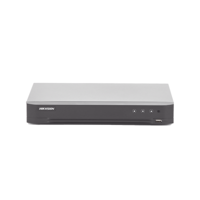 (ACUSENSE / Evita Falsas Alarmas) DVR 4 Megapixel / 4 Canales TURBOHD + 2 Canales IP / 1 Bahía de Disco Duro / 1 Canal de Audio - Kompletum