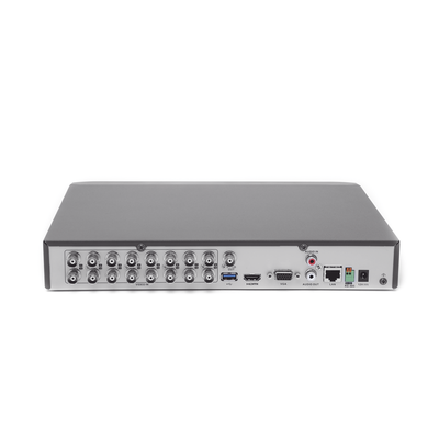 (ACUSENSE / Evita Falsas Alarmas) DVR 4 Megapixel / 16 Canales TURBOHD + 8 Canales IP /  1 Bahía de Disco Duro / Audio por Coaxitron / Salida de Vídeo en Full HD - Kompletum