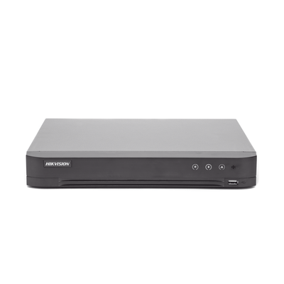 (ACUSENSE / Evita Falsas Alarmas) DVR 4 Megapixel / 16 Canales TURBOHD + 8 Canales IP /  1 Bahía de Disco Duro / Audio por Coaxitron / Salida de Vídeo en Full HD - Kompletum