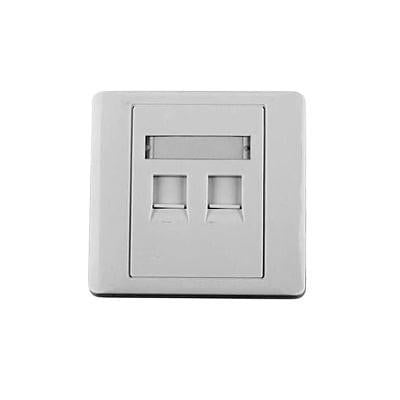 Tapa de pared, salida para dos puertos, con espacio para etiqueta - Blanco - Kompletum