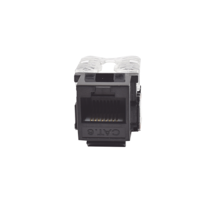 Módulo Jack Keystone Cat6 con terminación 110 (Punchdown) para faceplate - Color Negro - Kompletum