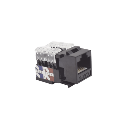 Módulo Jack Keystone Cat6 con terminación 110 (Punchdown) para faceplate - Color Negro - Kompletum