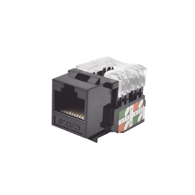 Módulo Jack Keystone Cat6 con terminación 110 (Punchdown) para faceplate - Color Negro - Kompletum