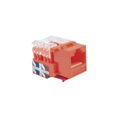 Módulo Jack Keystone Cat6 con terminación 110 (Punchdown) para faceplate - Color Rojo - Kompletum