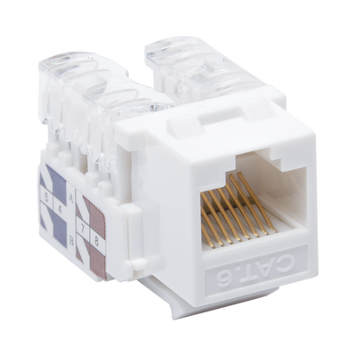 Módulo Jack Keystone Cat6 con terminación 110 (Punchdown) para faceplate - Color Blanco - Kompletum